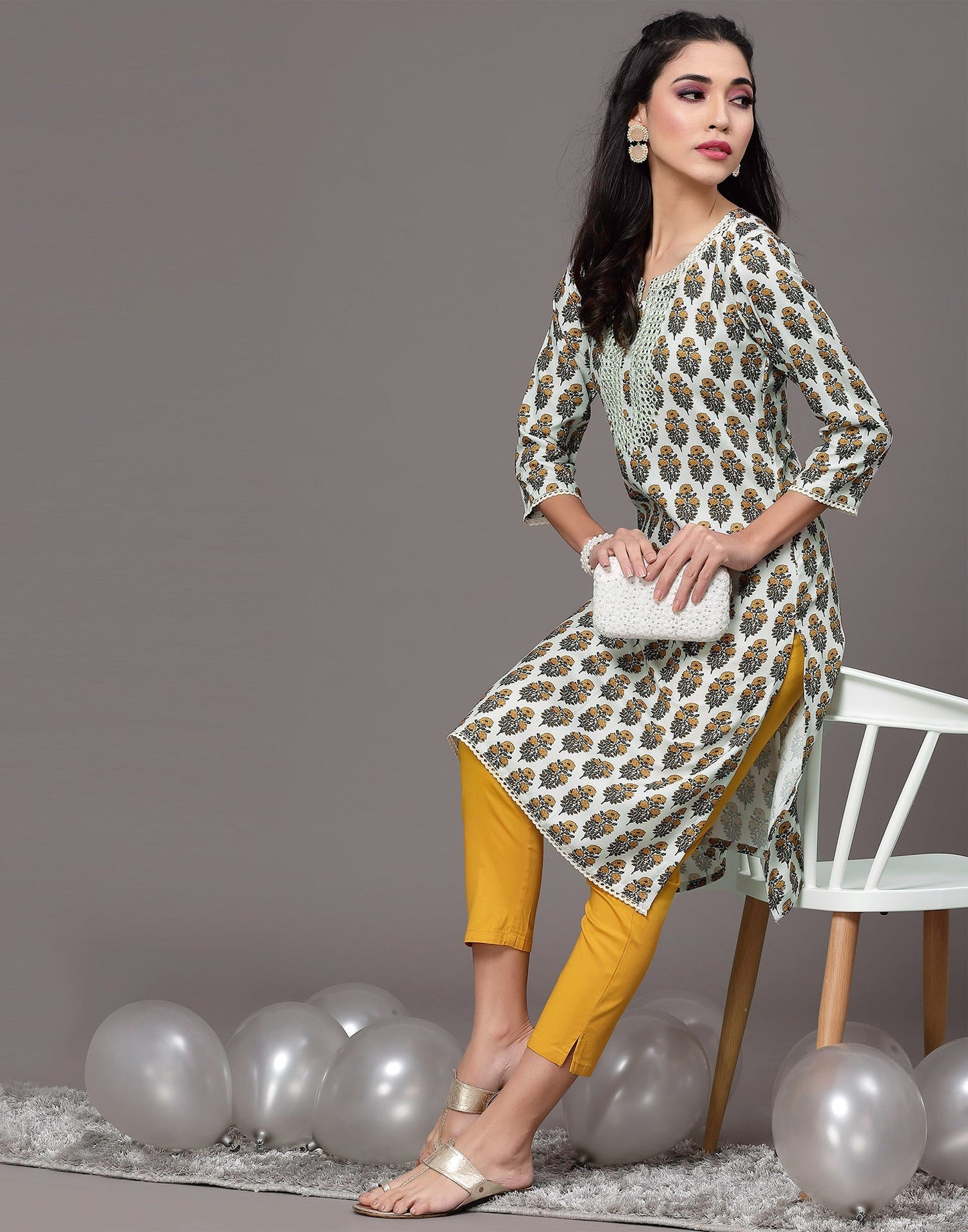 Multicoloured Embroidery Straight Kurta