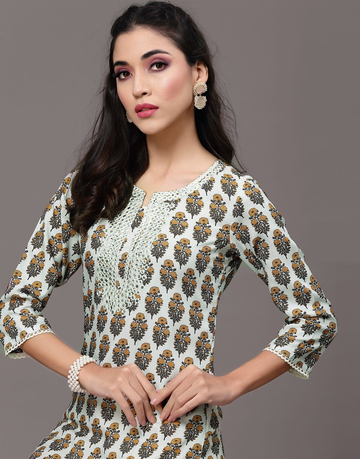 Multicoloured Embroidery Straight Kurta