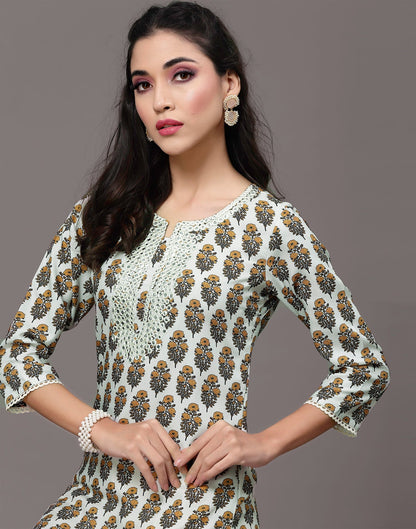 Multicoloured Embroidery Straight Kurta