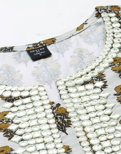 Multicoloured Embroidery Straight Kurta