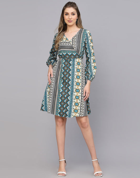 Multicoloured Polyester A-line Dress | Sudathi