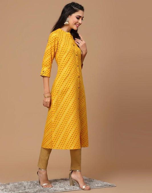 Mustard Yellow Straight Cut Kurti | Sudathi