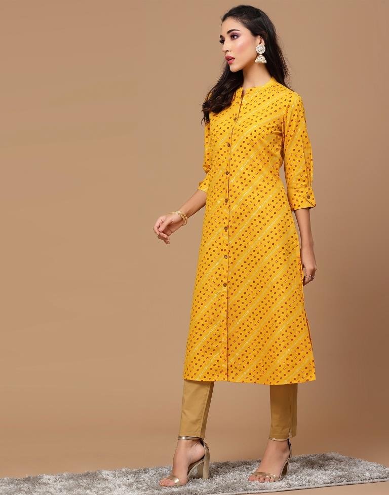 Mustard Yellow Straight Cut Kurti | Sudathi