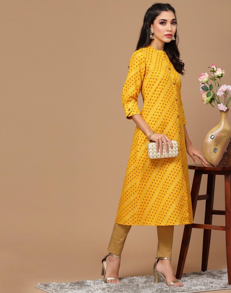 Mustard Yellow Straight Cut Kurti | Sudathi