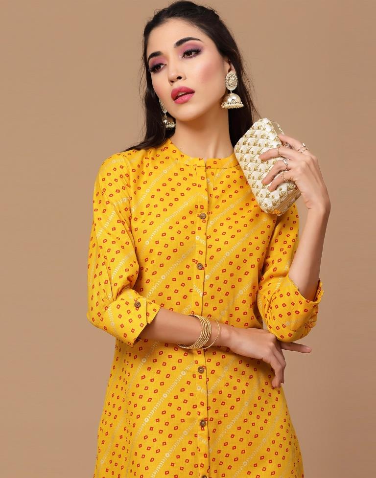 Mustard Yellow Straight Cut Kurti | Sudathi
