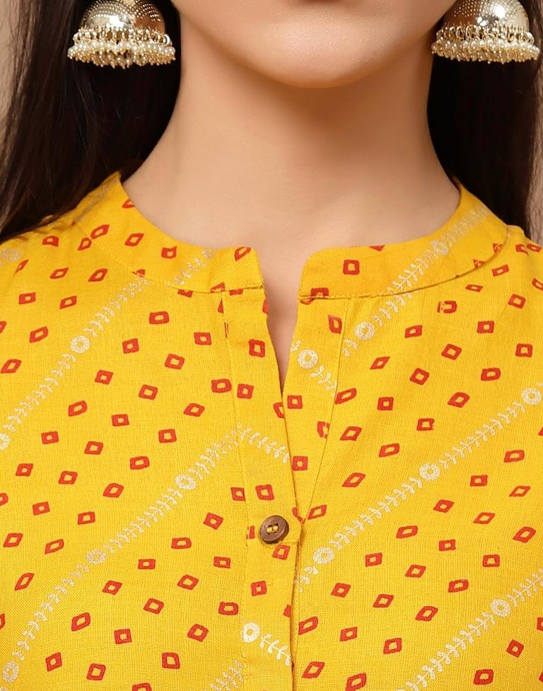 Mustard Yellow Straight Cut Kurti | Sudathi
