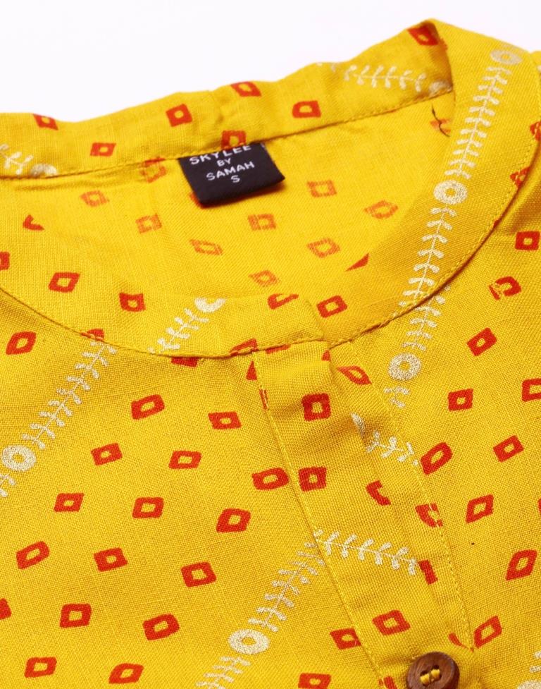Mustard Yellow Straight Cut Kurti | Sudathi