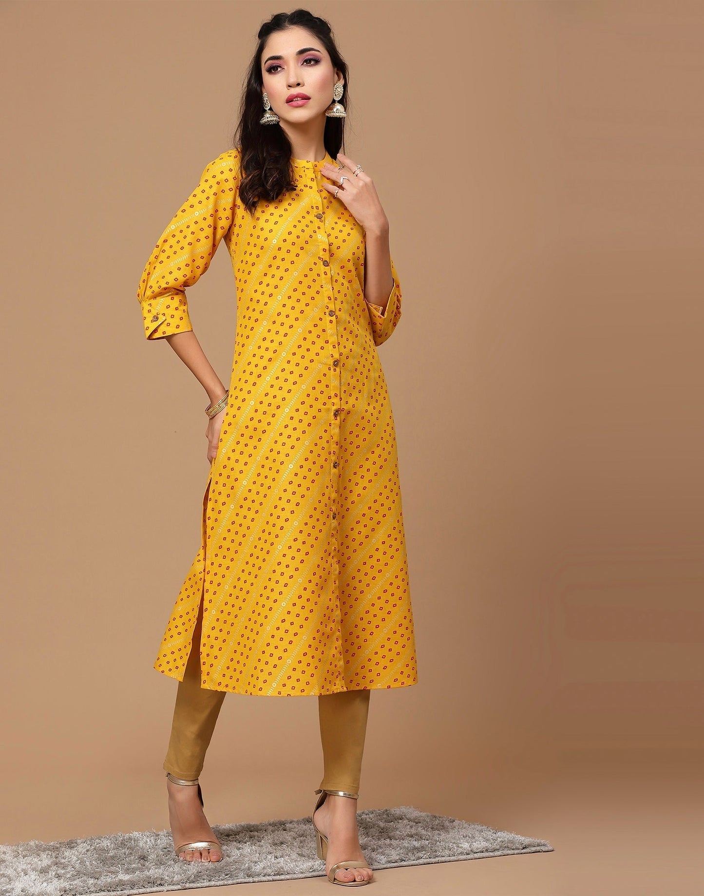 Mustard Yellow Straight Cut Kurti | Sudathi