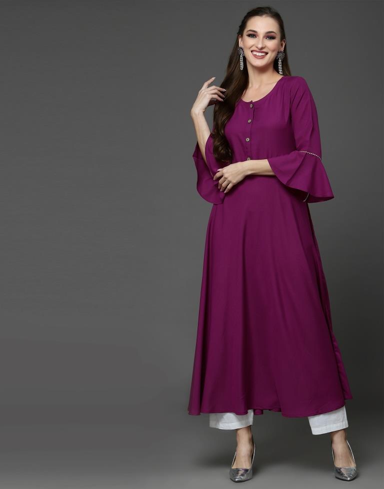 Wine Plain A-Line Kurta | Sudathi