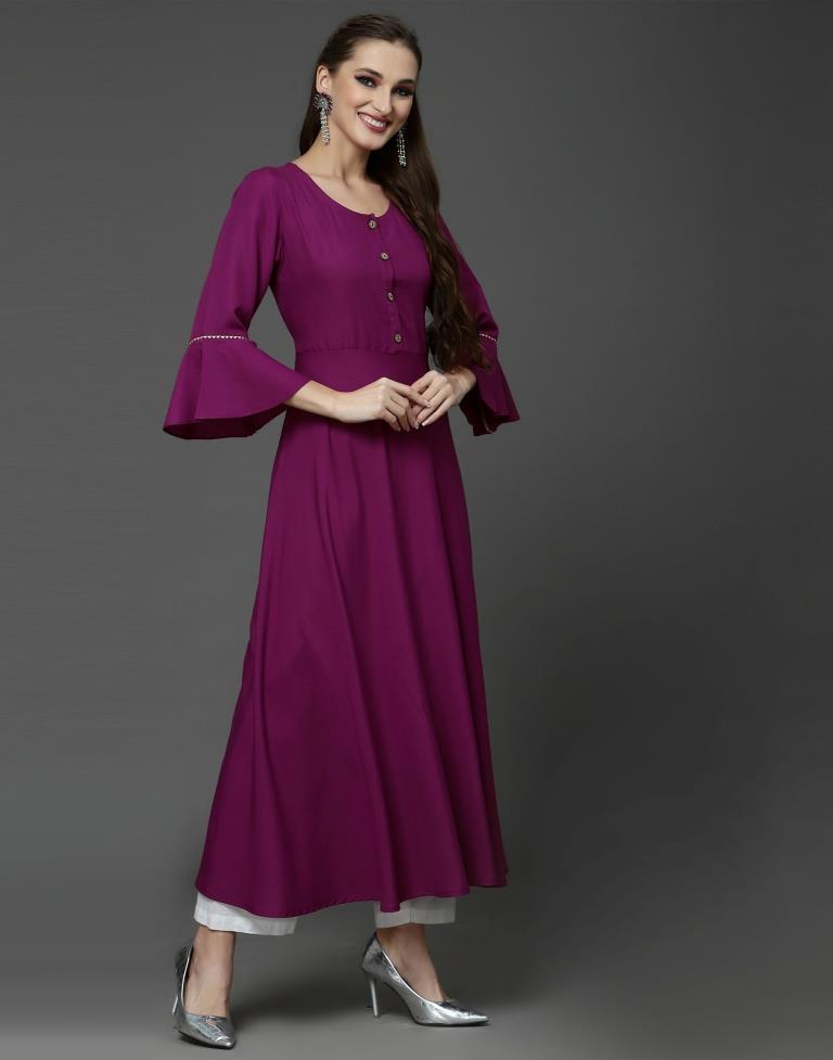 Wine Plain A-Line Kurta | Sudathi