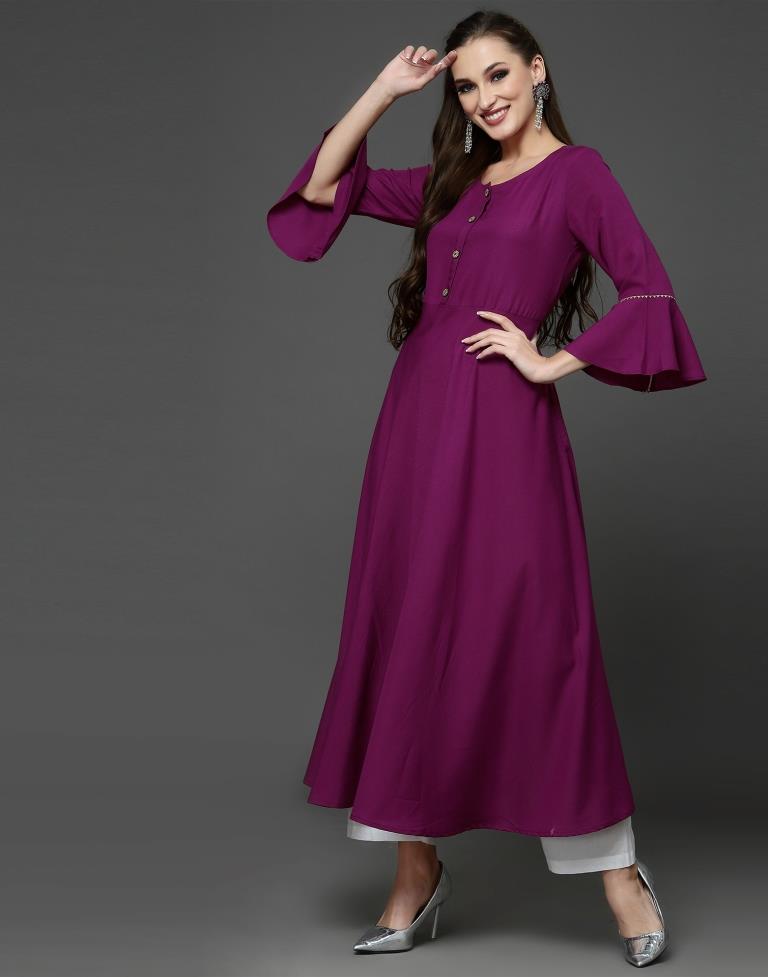 Wine Plain A-Line Kurta | Sudathi