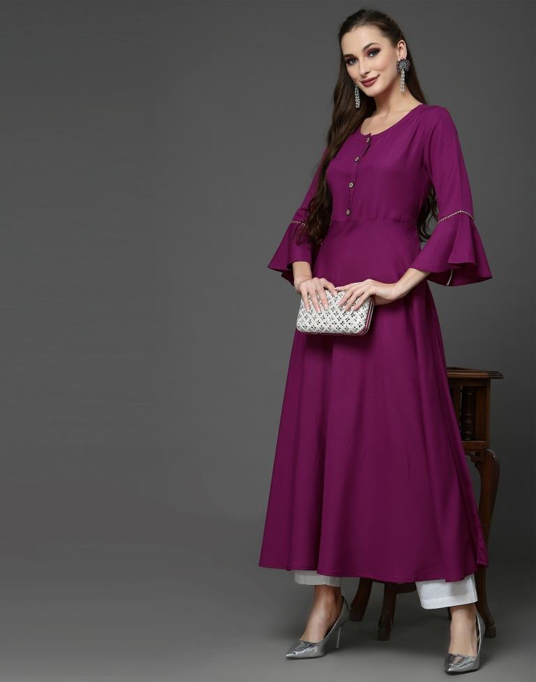 Wine Plain A-Line Kurta | Sudathi