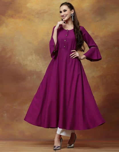 Wine Plain A-Line Kurta | Sudathi