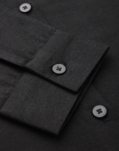 Black Cotton Plain Shirt | Leemboodi