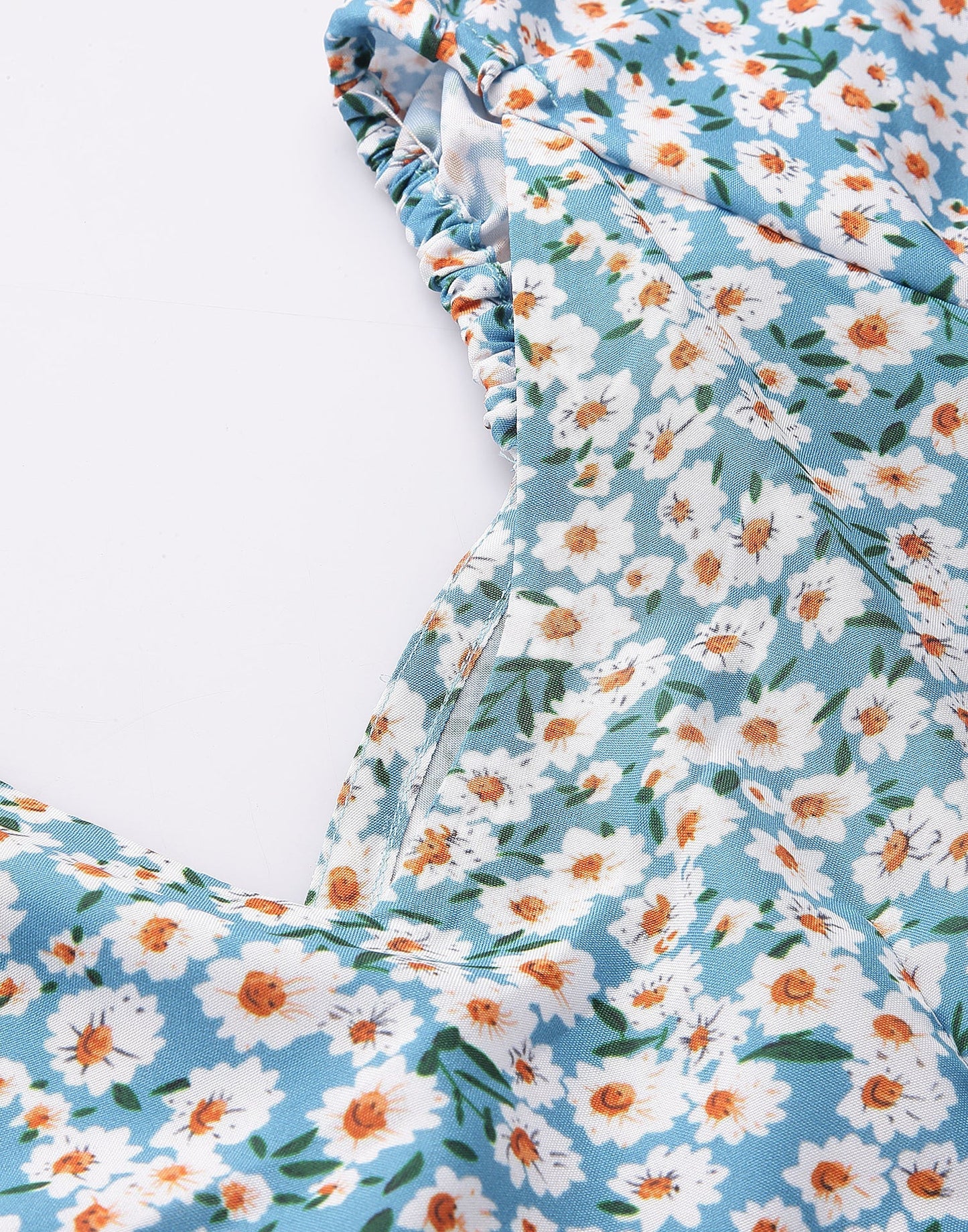Sky Blue Polyester Floral Top | Leemboodi