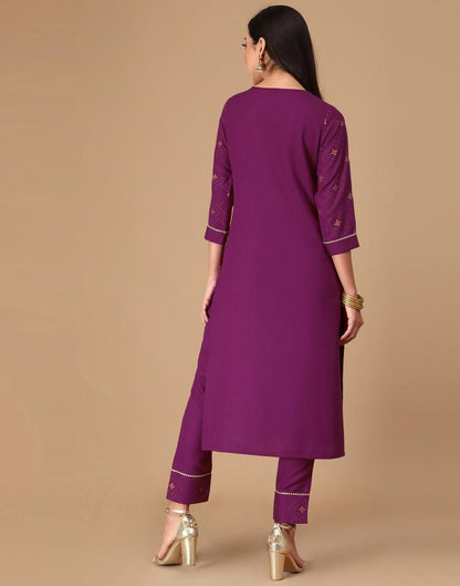 Wine Foil Printed Kurta With Pant