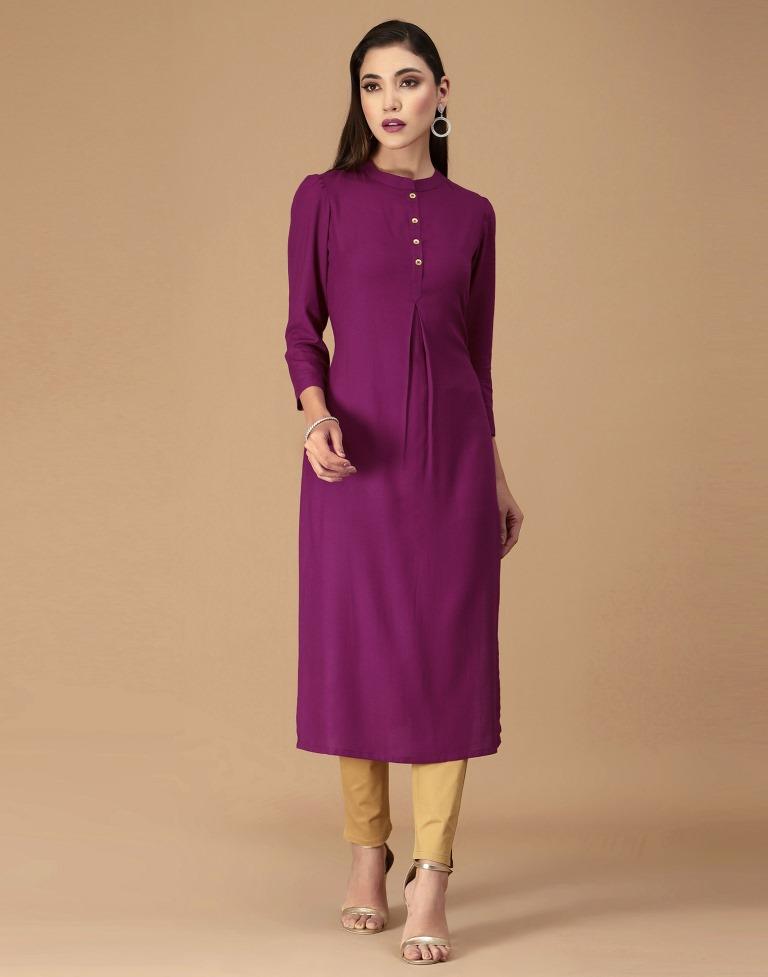 Purple Plain Straight Kurta | Sudathi