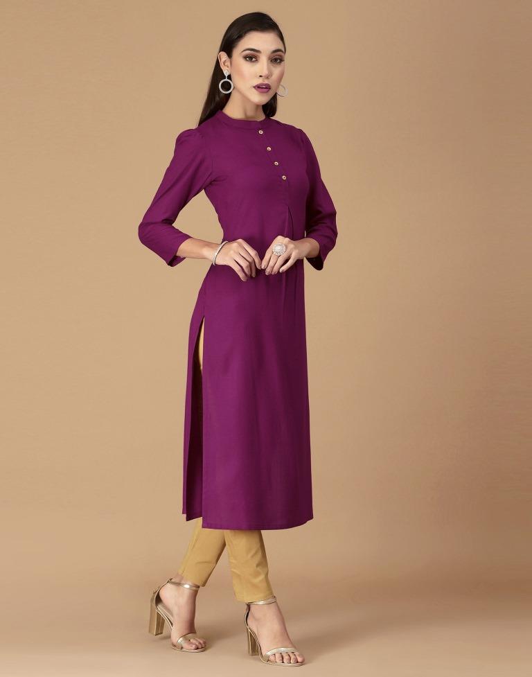 Purple Plain Straight Kurta | Sudathi