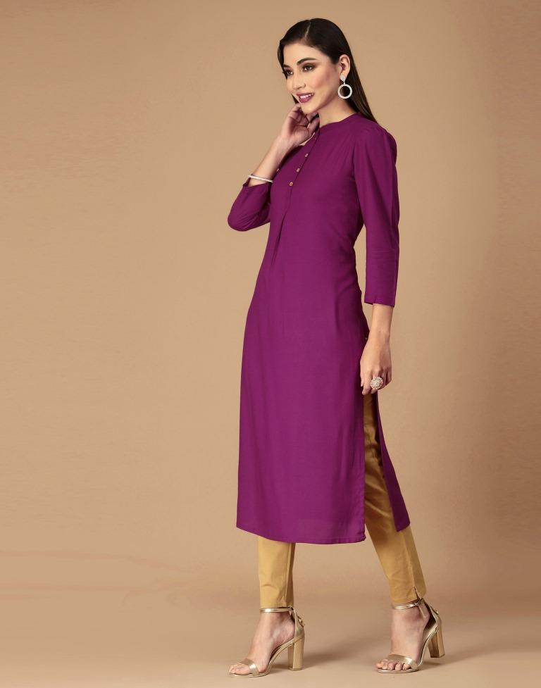 Purple Plain Straight Kurta | Sudathi