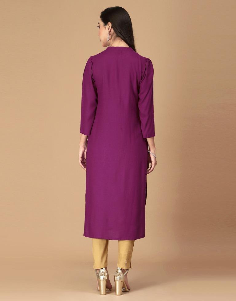 Purple Plain Straight Kurta | Sudathi