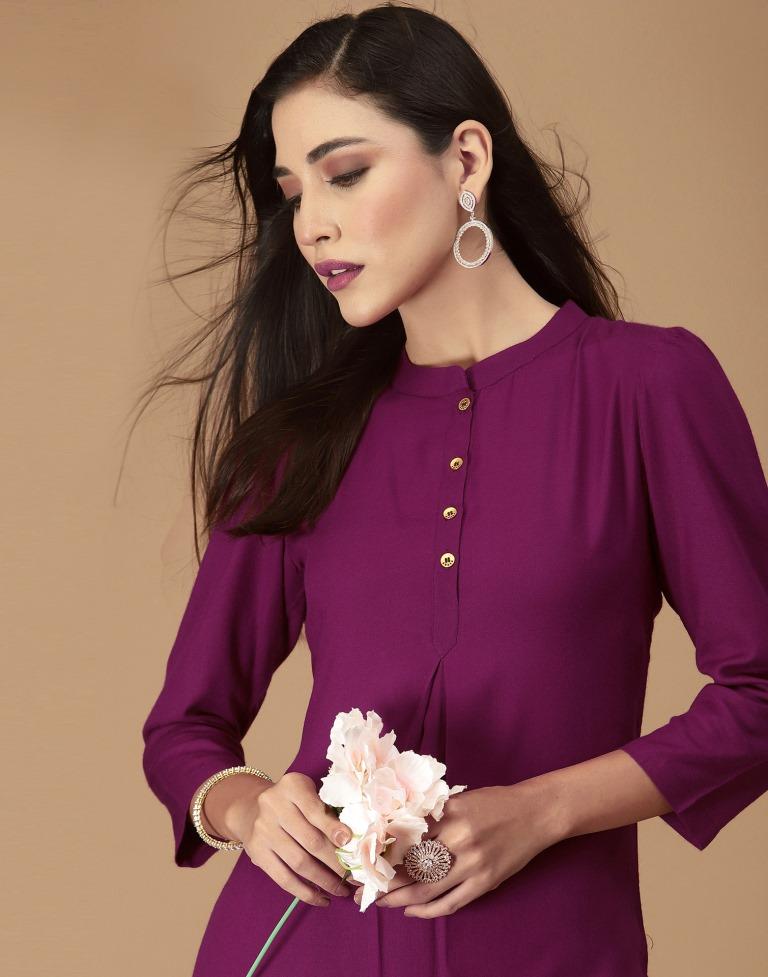 Purple Plain Straight Kurta | Sudathi