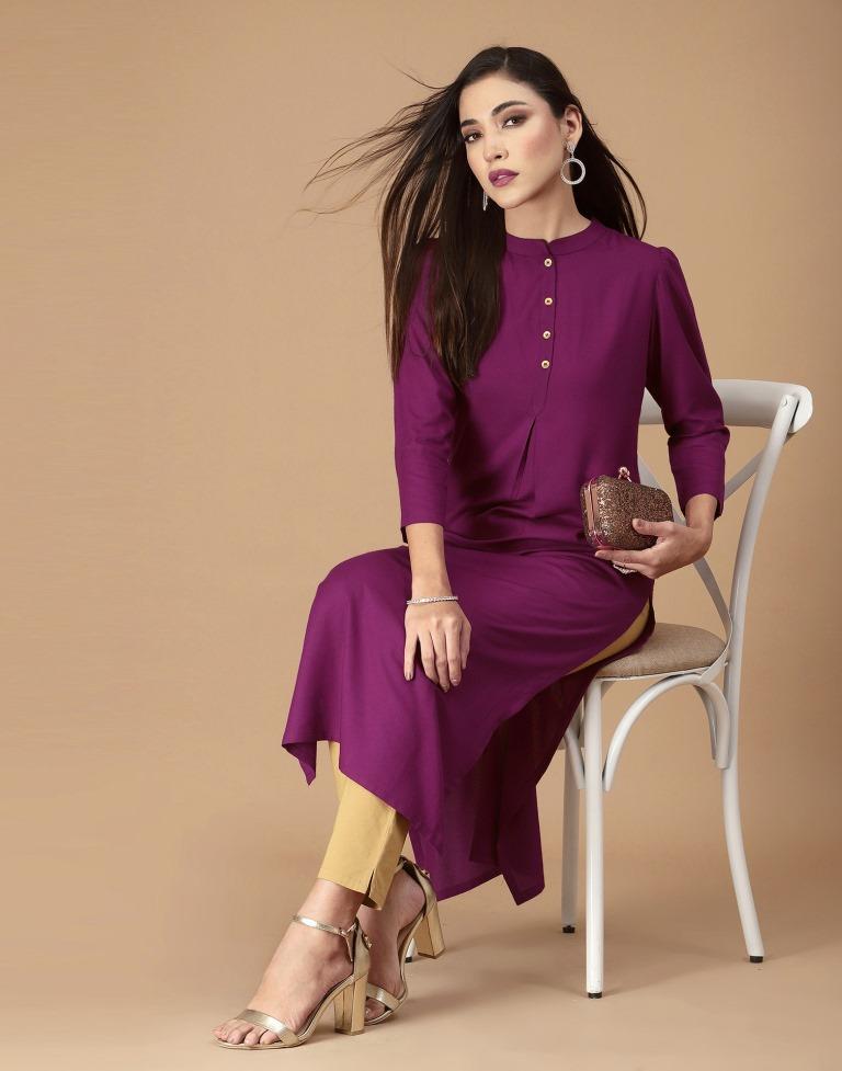 Purple Plain Straight Kurta | Sudathi