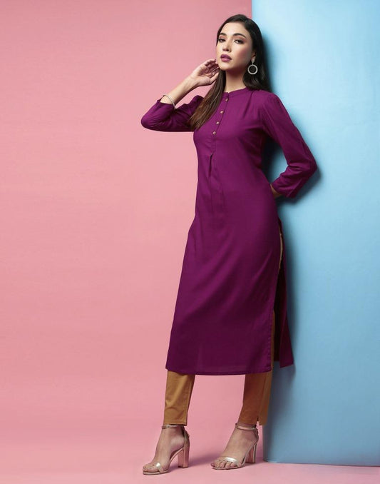 Purple Plain Straight Kurta | Sudathi
