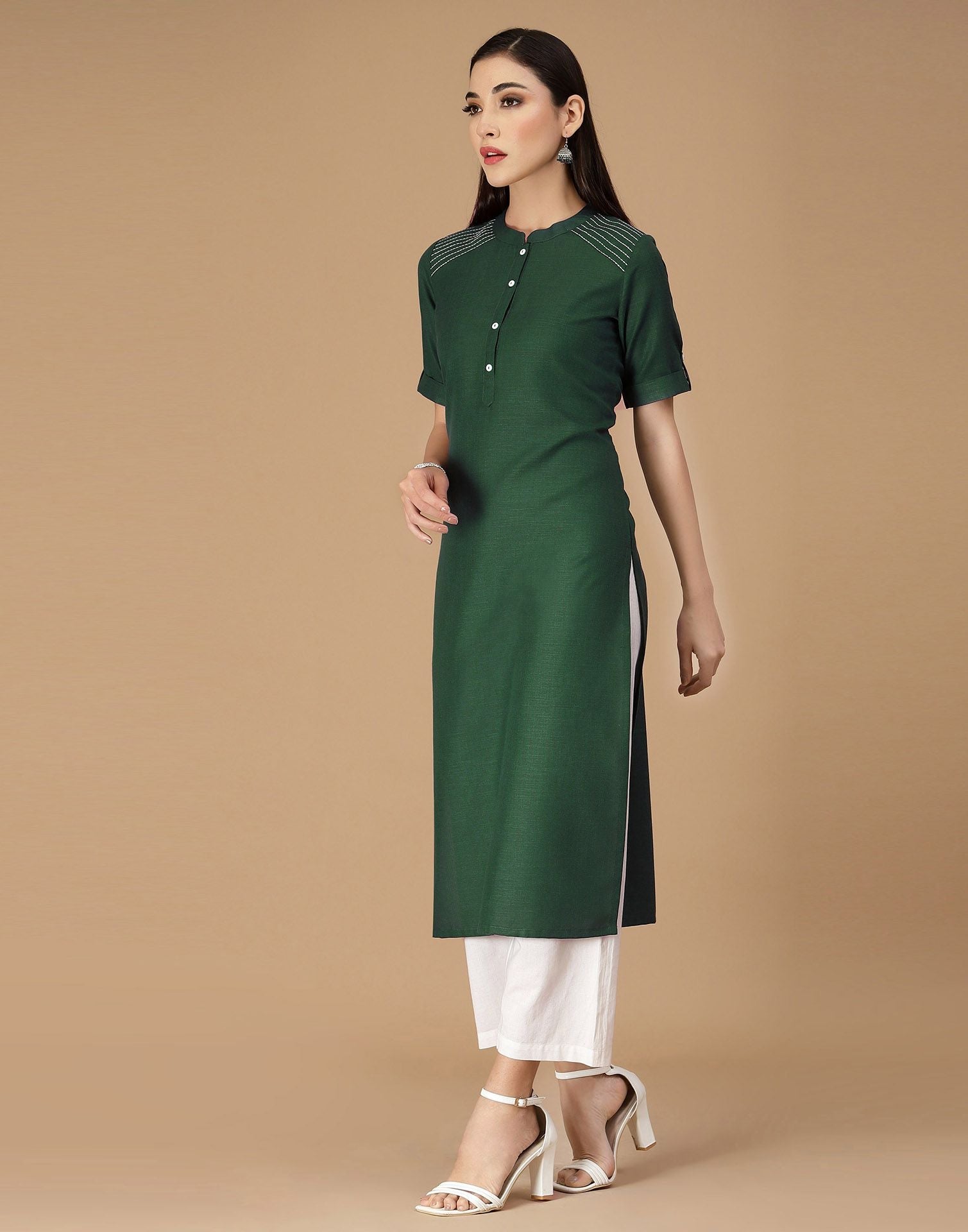 Green Embroidered Kurti | Sudathi