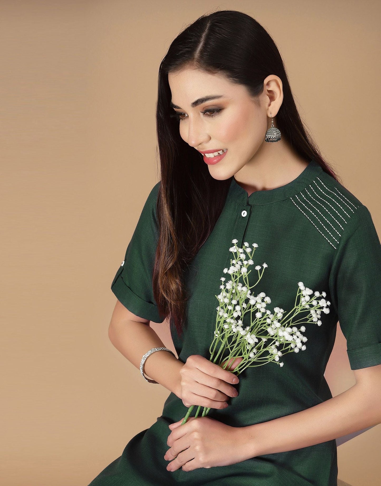 Green Embroidered Kurti | Sudathi