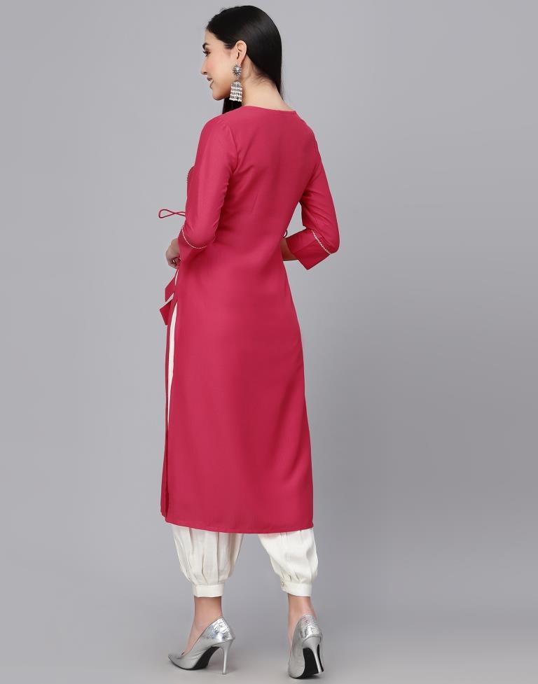 Pink Chinnon Plain Straight Kurta | Sudathi