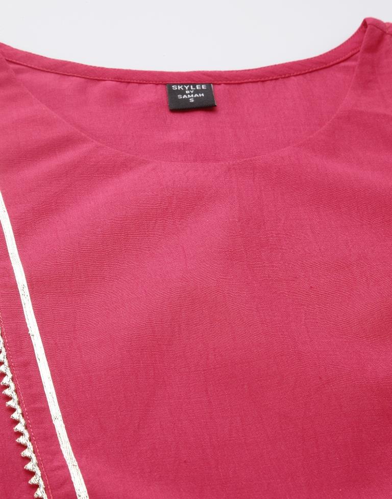 Pink Chinnon Plain Straight Kurta | Sudathi