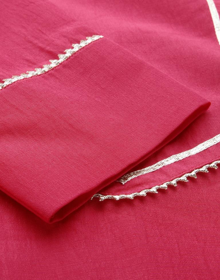 Pink Chinnon Plain Straight Kurta | Sudathi