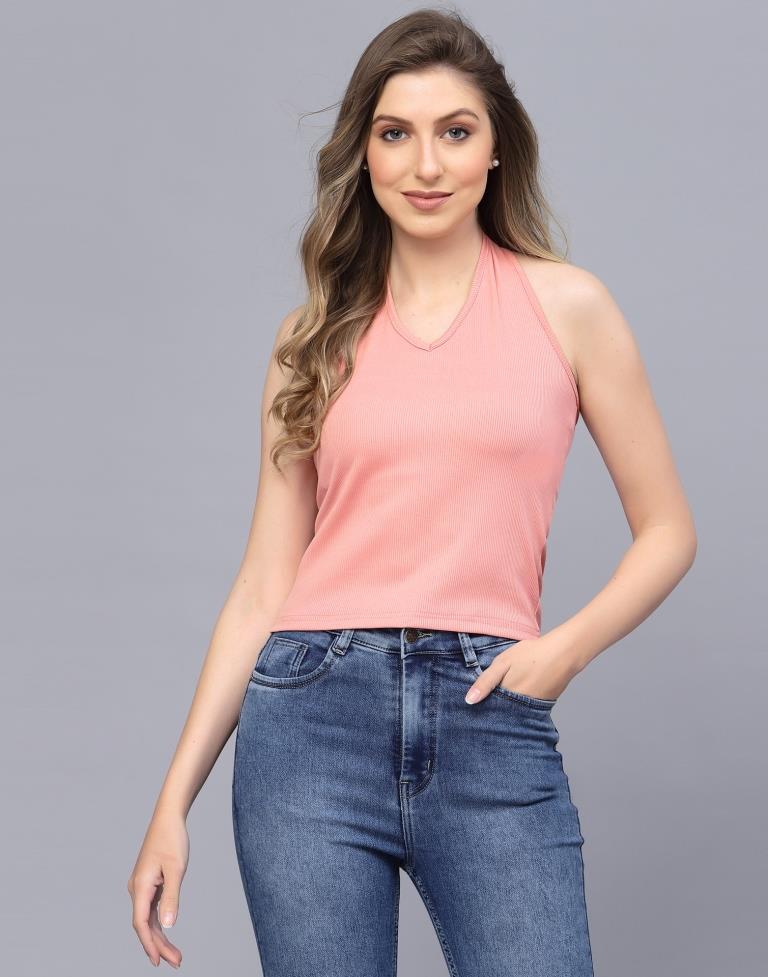 Peach Halter Neck Top | Leemboodi