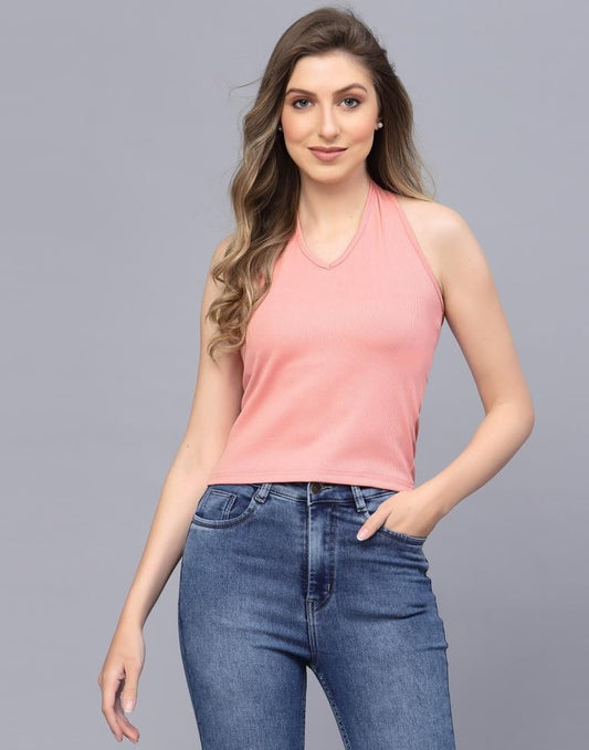 Peach Halter Neck Top | Leemboodi