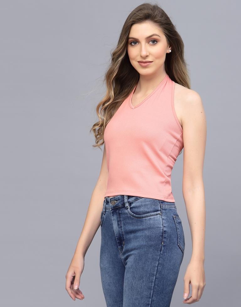 Peach Halter Neck Top | Leemboodi