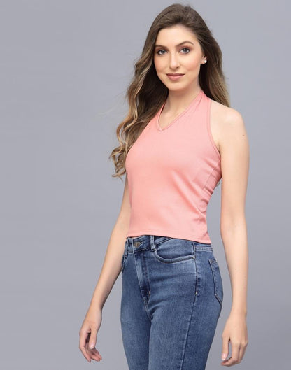 Peach Halter Neck Top | Leemboodi