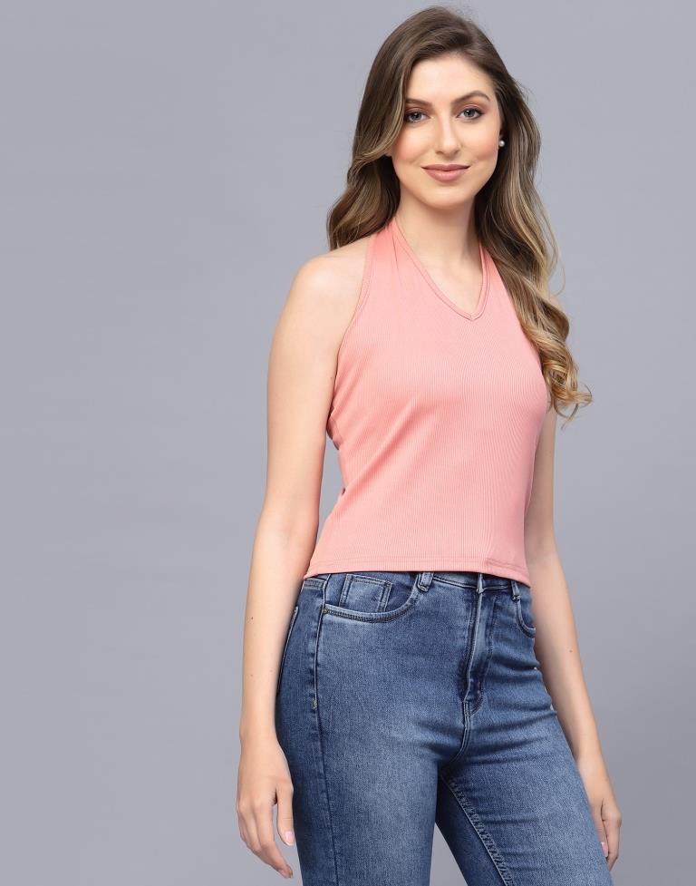 Peach Halter Neck Top | Leemboodi