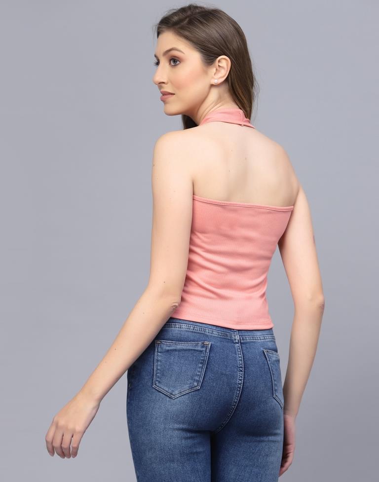 Peach Halter Neck Top | Leemboodi
