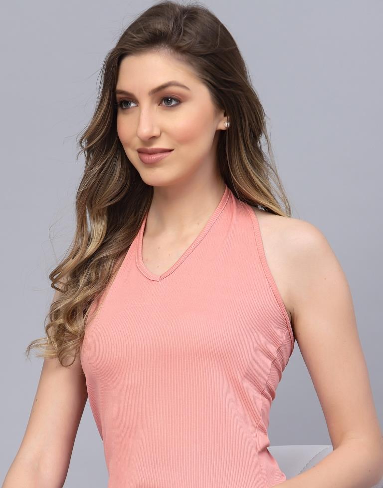 Peach Halter Neck Top | Leemboodi