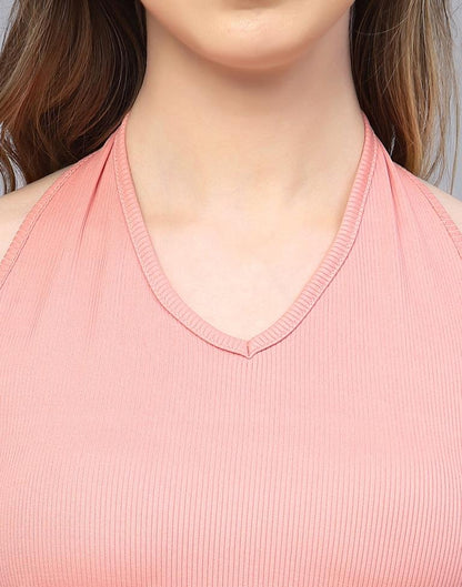 Peach Halter Neck Top | Leemboodi