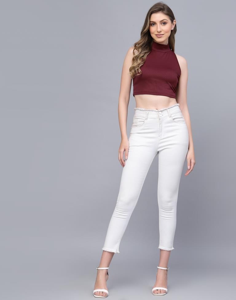 Maroon High Neck Top | Leemboodi