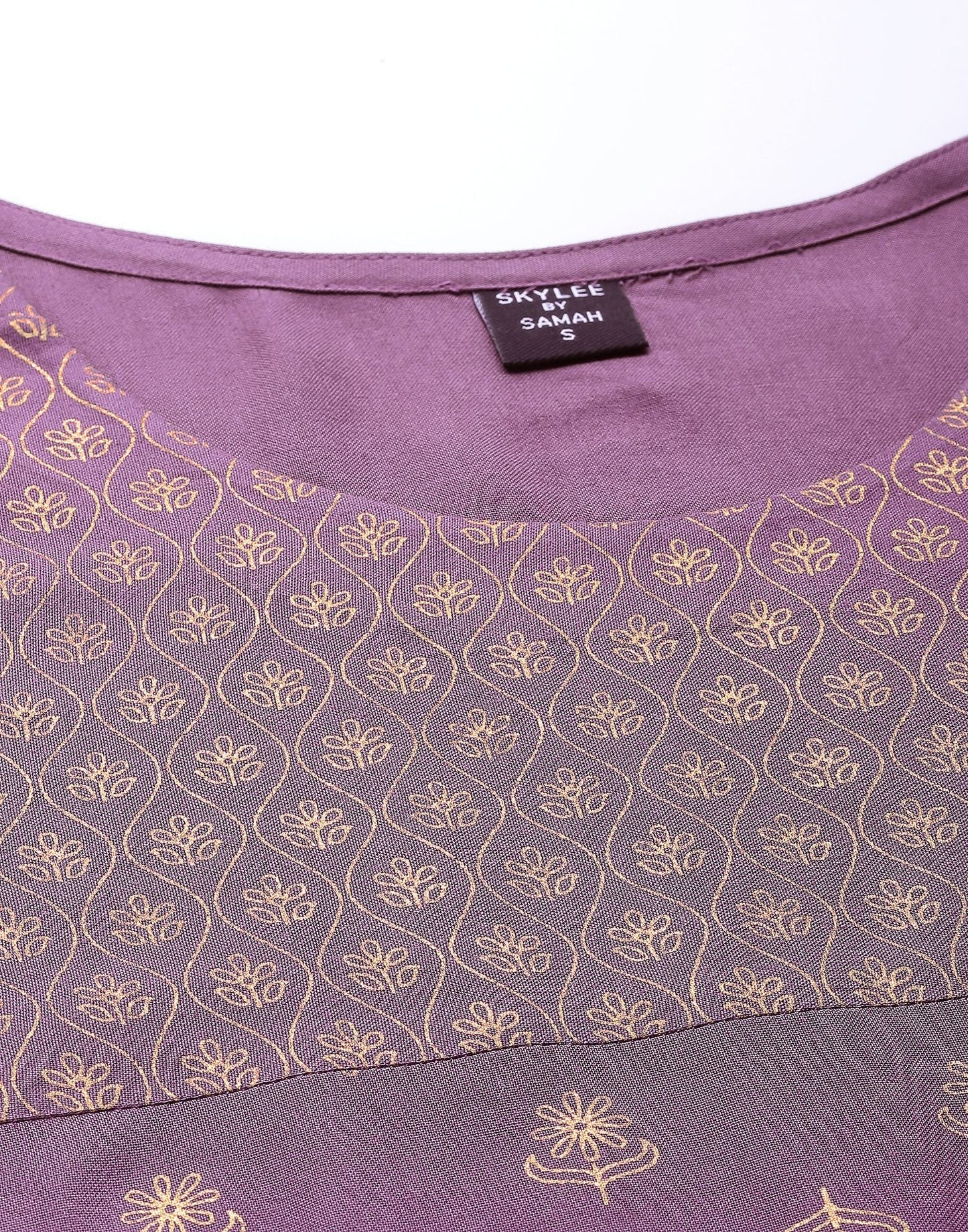 Lavender Printed Kurti With Pant Set | Leemboodi