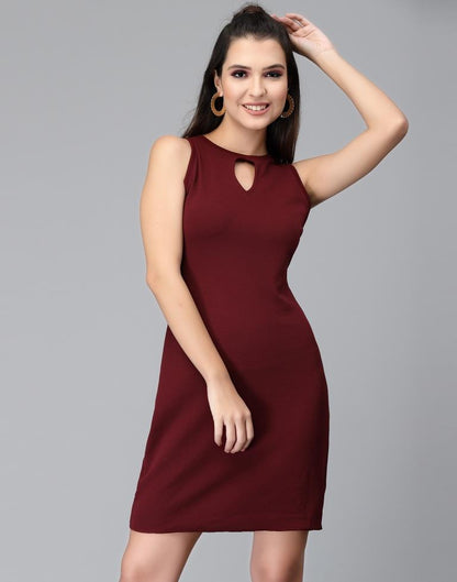 Maroon Sleeveless Bodycon | Leemboodi