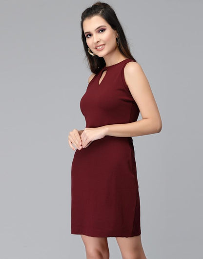 Maroon Sleeveless Bodycon | Leemboodi