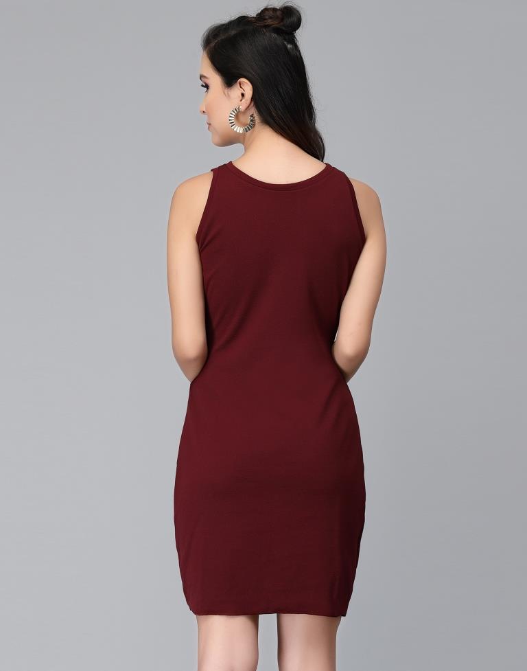 Maroon Sleeveless Bodycon | Leemboodi