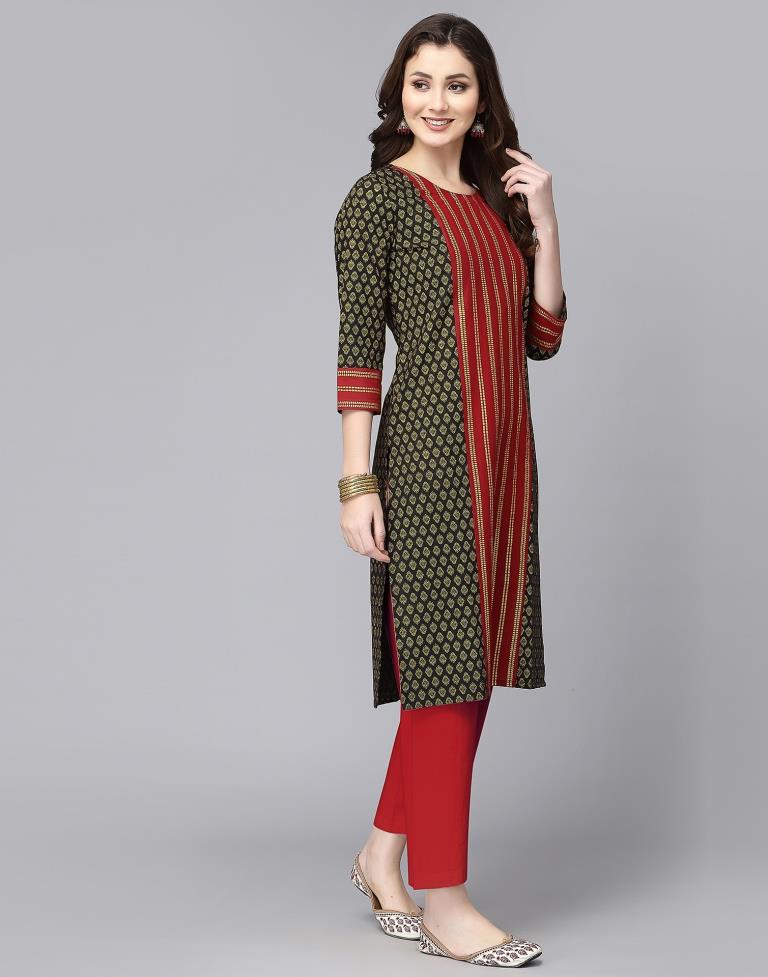 Black Printed Straight Kurta | Sudathi