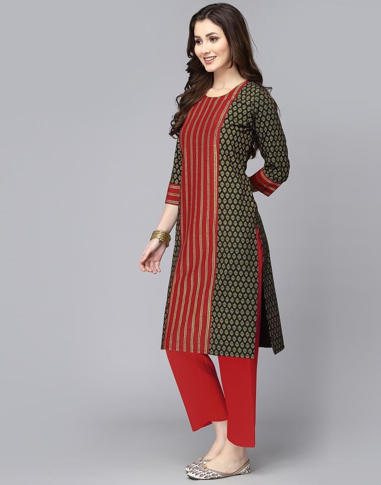 Black Printed Straight Kurta | Sudathi
