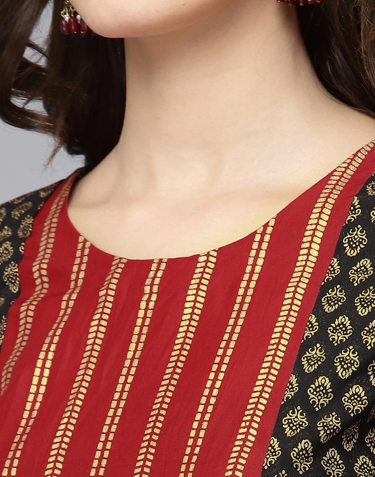 Black Printed Straight Kurta | Sudathi