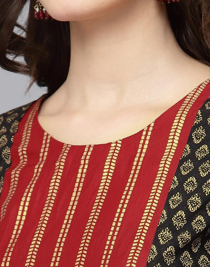 Black Printed Straight Kurta | Sudathi
