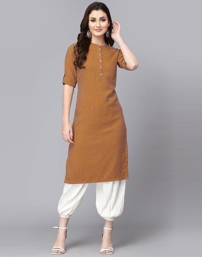 Mustard Woven Straight Kurti | Sudathi